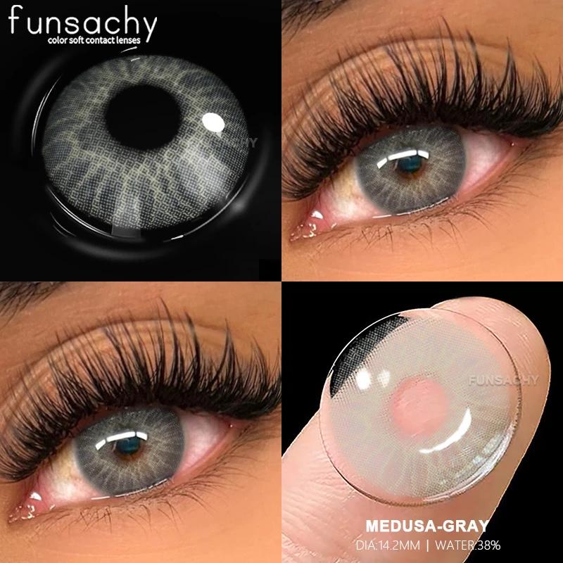 FUNSACHY 2pcs Contact Lenses for Eyes High Quality Circle Lenses Natural Beauty Pupils Grey Makeup Contact Lens Cosmetics Yearly