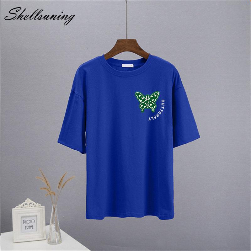 Shellsuning летние хлопковые футболки с круглым вырезом женские красивые футболки с короткими рукавами и 3D буквенным принтом свободные мягкие базовые женские топы