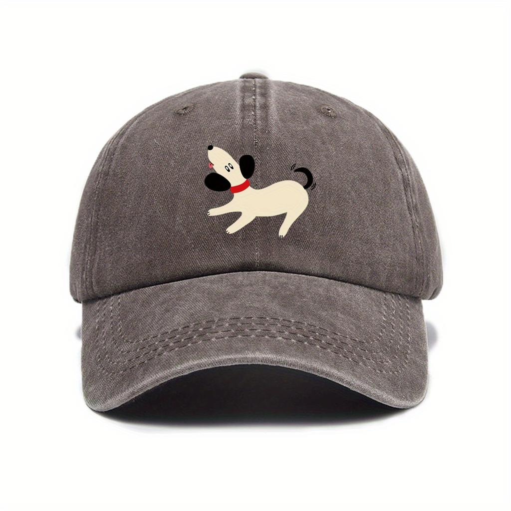 Festive Vintage Baseball Cap with Adorable Puppy Design Perfect for Outdoor Fun and