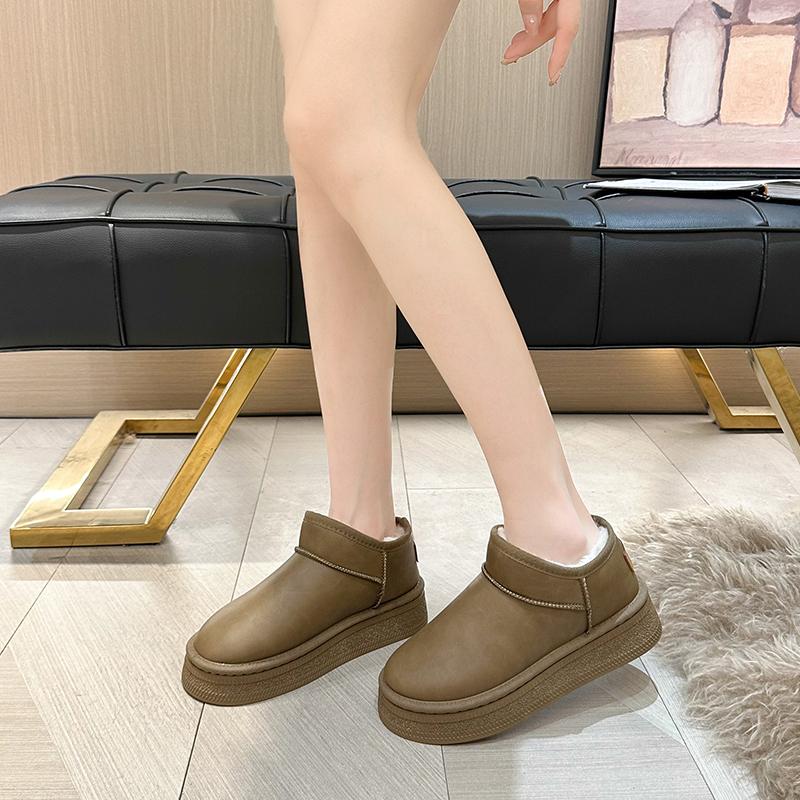 Модные новые теплые плюшевые однотонные женские зимние ботинки 2024 года, горячая распродажа, износостойкие зимние ботинки с толстой подошвой, повседневные удобные ботинки