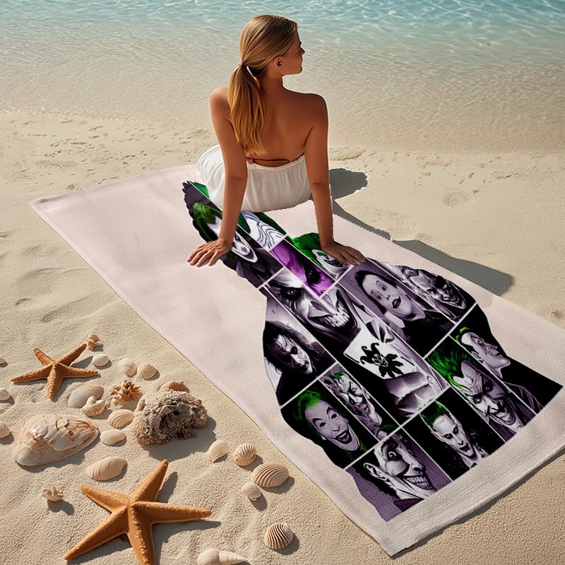 proof beach towel with a Joker pattern - soft,absorbent,quick-drying,machine washable - perfect for swimming,camping,bathing