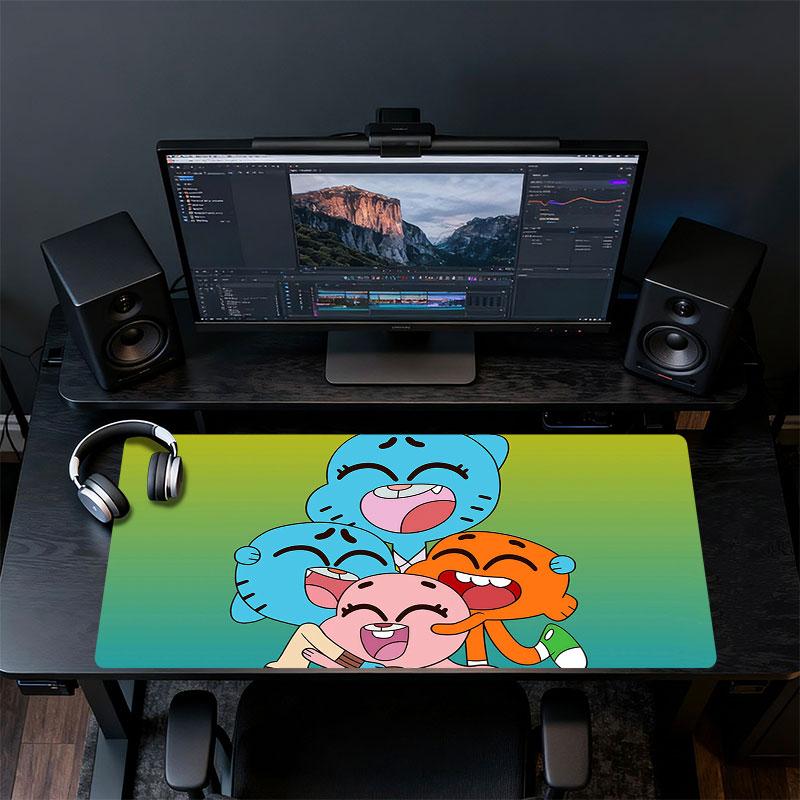 The Amazing World of Gumball Mouse Pad, Large Gaming Desk Mat, Non-slip XXL Mousepad for Laptop & Tablet, Mini PC Playmat with Stitched Edges