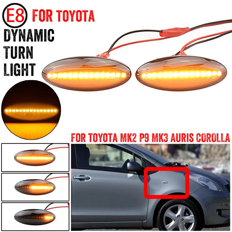 1 Pair LED Car Dynamic Side Marker Blinker Light For Toyota Yaris COROLLA Auris Mk1 E15 RAV4 Mk3 Etios Scroll Turn Signal Lamp