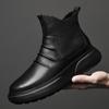All-match Male Shoes Classic Mens Slip On Boots Mens Slip On Shoes Genuine Leather Men Casual High Top Shoes Walking Boots Men