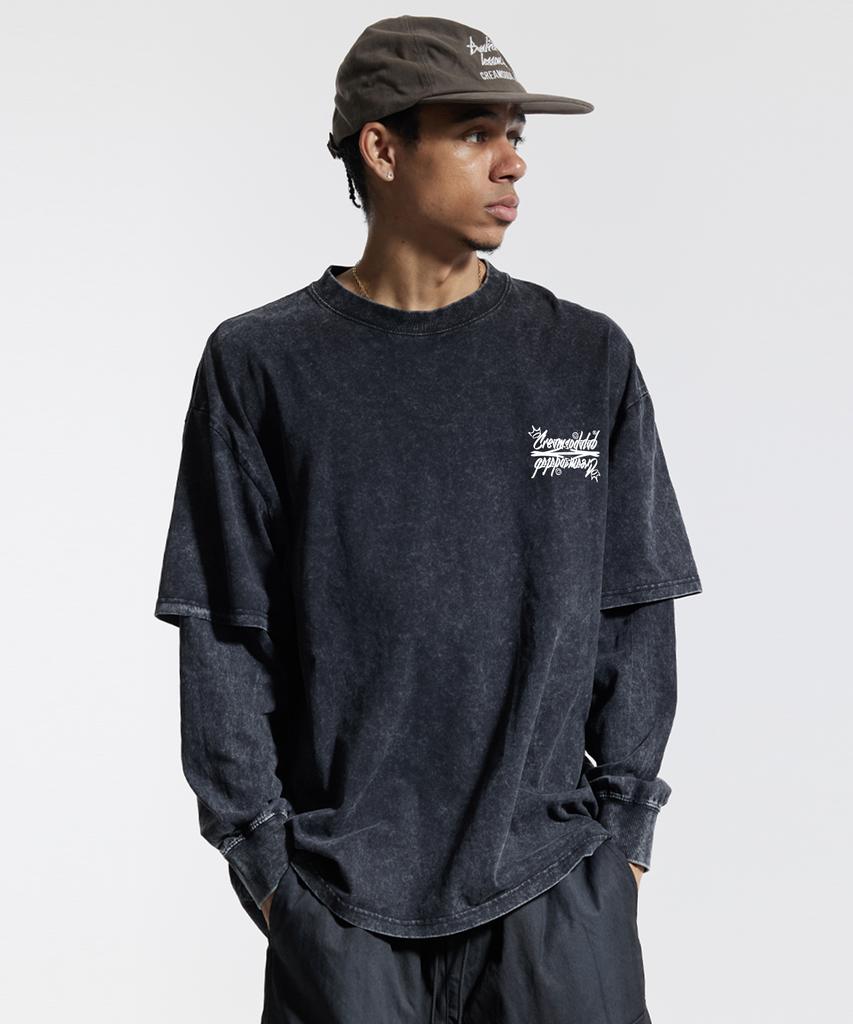 CREAM SODA LAB Crsdel Lettering Pigment Fake Double Layered Long Sleeve