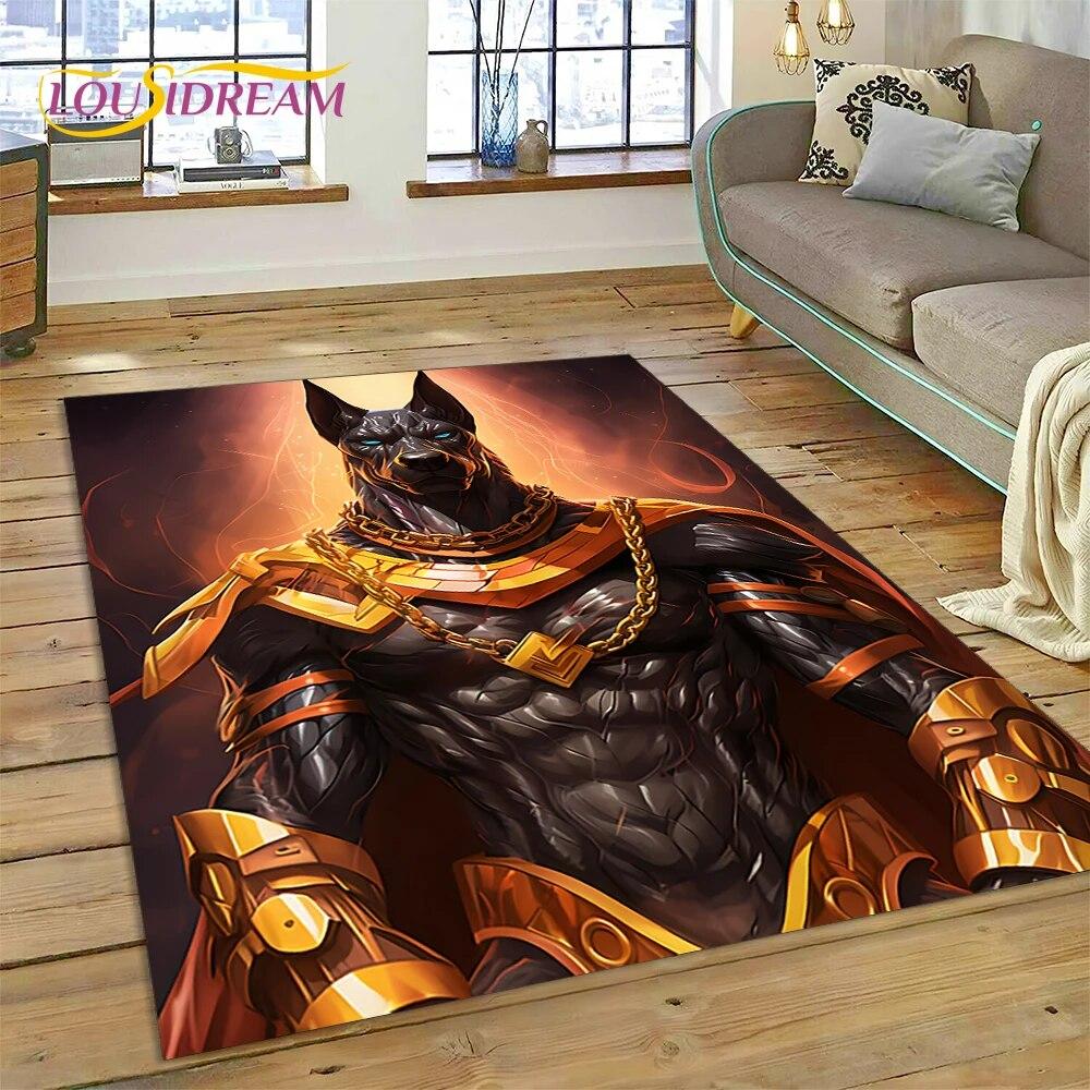3D Anubis Pharaoh Horus Egyptian Mythology Gods Carpet Rug for Home Living Room Bedroom Sofa Doormat Decor,Area Rug Non-slip Mat