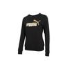 Sports Casual Foil Print Logo Round Neck Pullover Sweatshirt Women Sweatshirt Black 845593-01