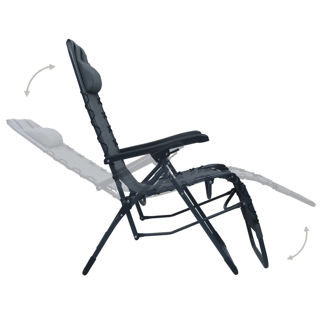 Folding Lounge Chair Grey Textilene