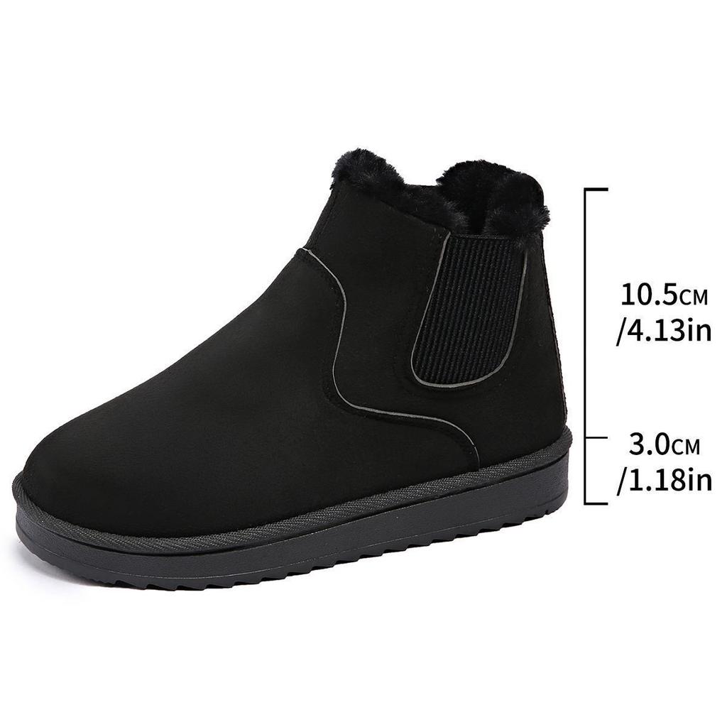 Женские бархатные теплые зимние ботинки большого размера в европейском и американском стиле, с закрытой стопой, с круглым носком, модные ботинки, помощь эластичная ткань