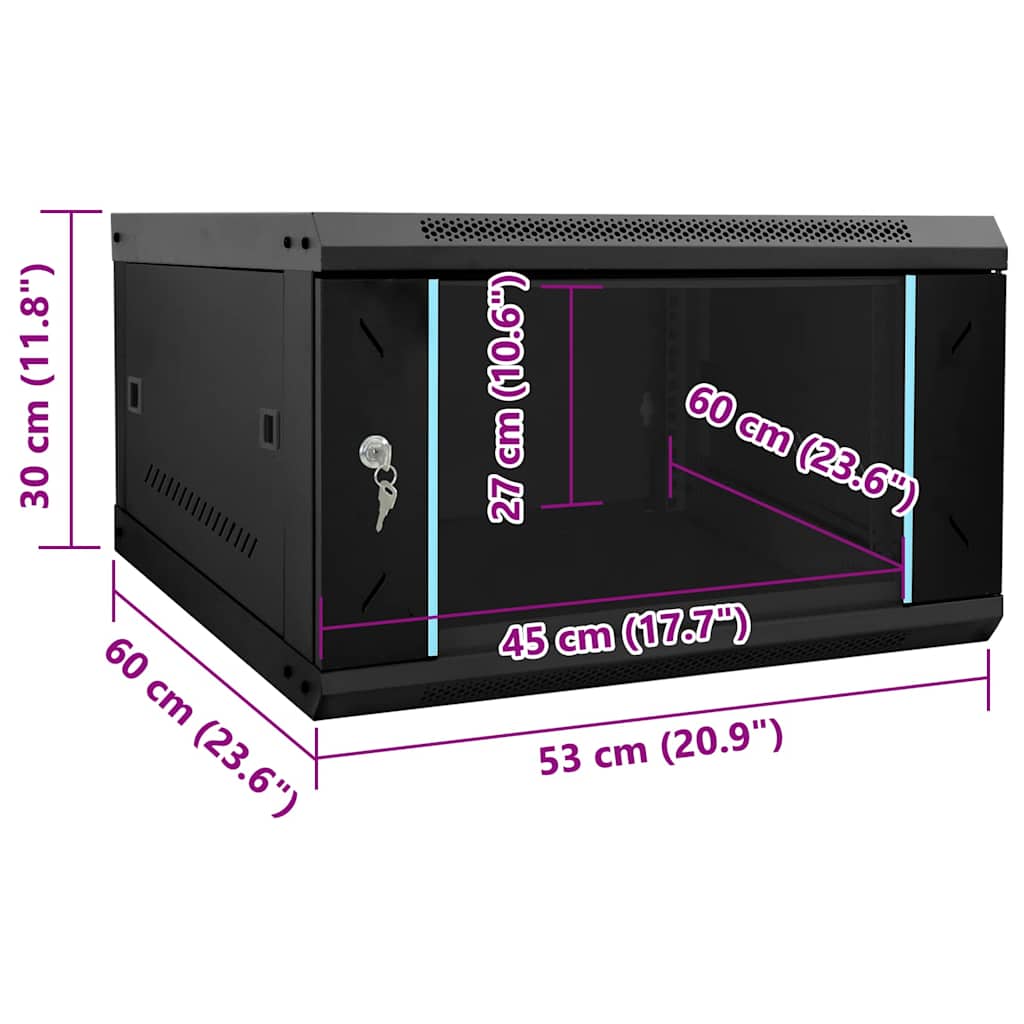 Network Cabinet with Storage Black 53 x 60 x 30 cm Steel