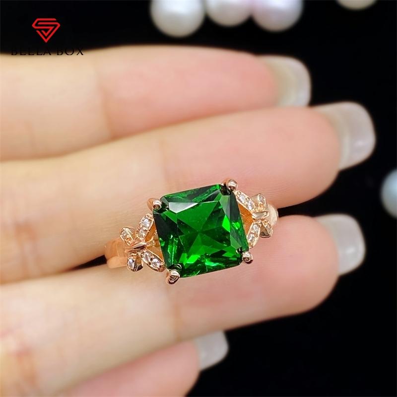 BELLA BOX Новая мода темперамент бабочка принцесса квадратная зеленая форма открывающиеся кольца для женщин циркон помолвка ювелирные изделия подарок