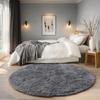 Soft Silky Carpet Round Fluffy Sofa Area Rug for Living Room Kids Bedroom Shaggy Floor Mats Warm Home Decoration Pet Mat Gray