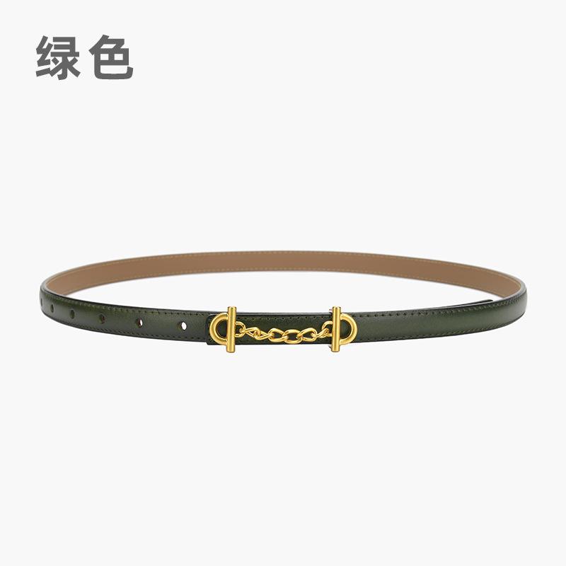 Retro Chain Smooth Buckle Belt For Women, Simple Style Jeans Belt For Women