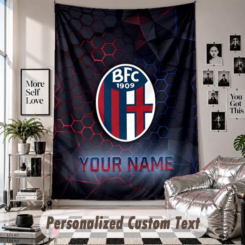 Custom Tapestry Wall Hanging, Bologna FC Personalized Name Text Home Wall Decor