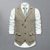 Мужской жилет с лацканами, без рукавов, однобортный, приталенный жилет с карманами с клапанами, однотонный деловой жилет, пальто