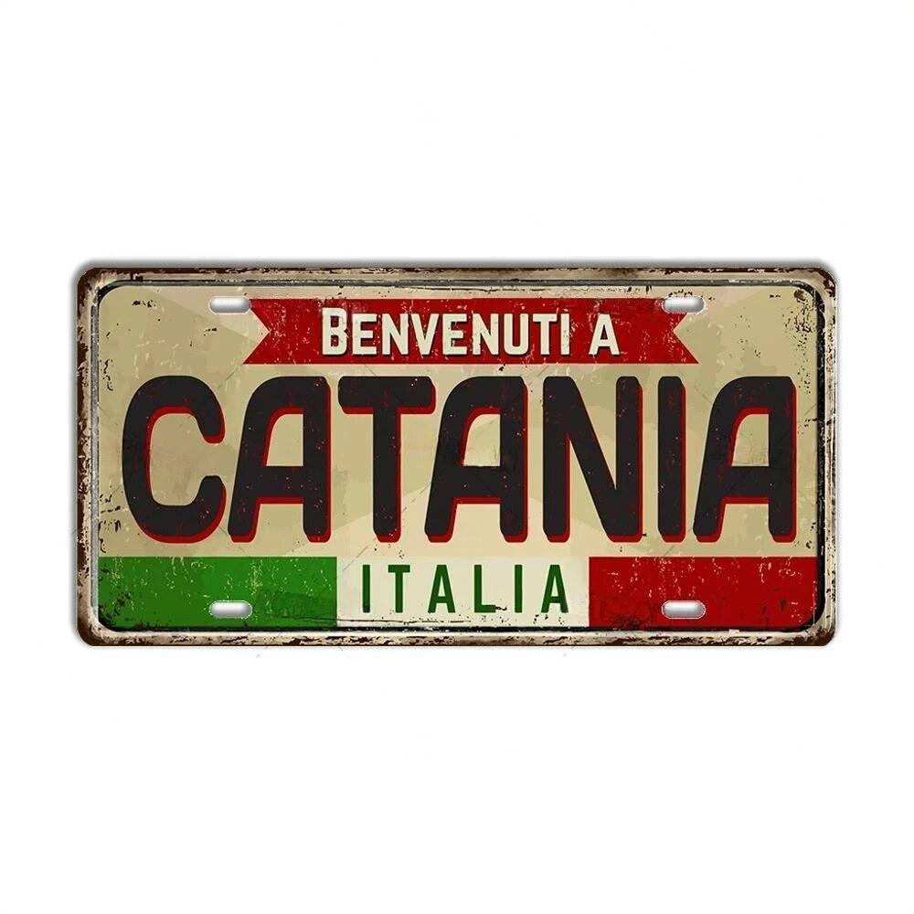 FJ Metal Tin Signs ITALY License Plate City State Tin Plaque Landmark Posters Wall Garage Bar Pub Decors