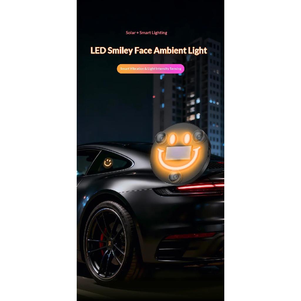 1/2PCS 300mAh Smile Ambient Light Solar Powered Neon Light Car Decoration Rear Windshield Atmosphere Lights Car Accessories