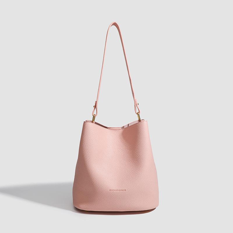 Сумка-ведро Lychee Grain All Commute Solid Color Fashion Single Shoulder Crossbody Bag Women