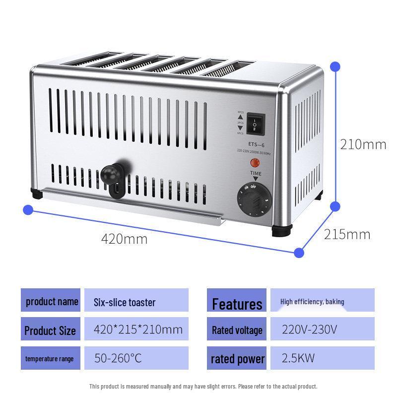 Naisiduo Commercial Toaster: 4- or 6-Slice with Bun and Meat Roasting Options