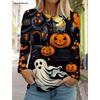 Halloween Long Sleeved  Pumpkin Autumn Long Sleeve T-Shirt Autumn Casual Tops For Women Clothing Tops