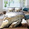 Комплект постельного белья с леопардовым принтом размера King Size, комплект постельного белья с изображением животных дикой природы для подростков и детей, мальчиков и девочек, мягкий пододеяльник с синими розами