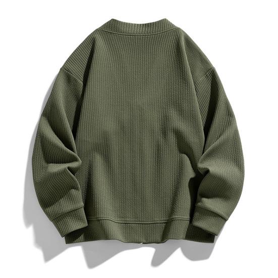 Мужское вязаное пальто с v-образным вырезом и длинным рукавом, однотонный вязаный кардиган с карманами на молнии, свободная верхняя одежда