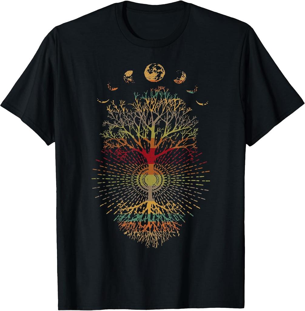 Retro Moon Phases Tree of Life Tees for Men and Women - Vintage Style Shirts