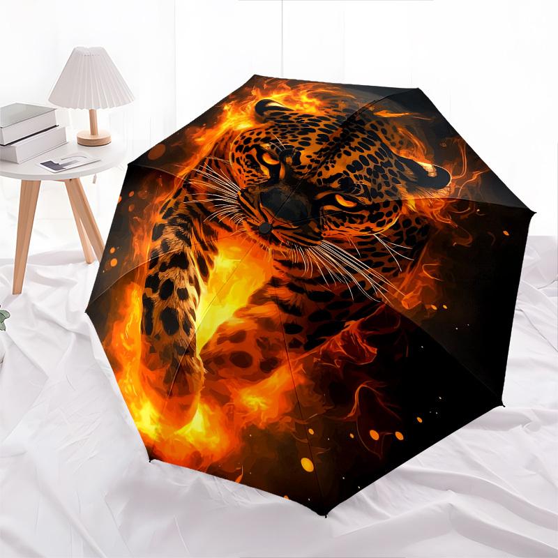 Flaming Leopard- Automatic Umbrella,Suitable for Men and Women,Suitable for Birthdays, Christmas, Gifts for Fashion Lovers0920b