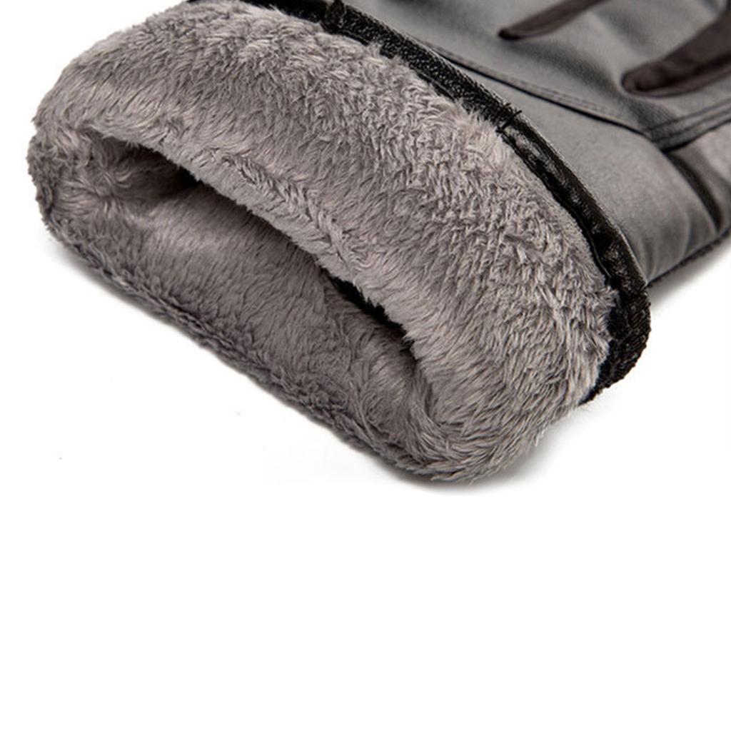 Men's Insulated Black PU Leather Touchscreen Gloves
