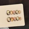 Handmade Press On Nail French Gentle Gold Cat Eye Hand-painted Flowers Diamond Short Round Fake Nail Patch Artificial Nail Reusable