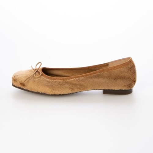 IK Plus Women's Ballet Flats, 1228, Camel, Size 23.5 Cm, 3E
