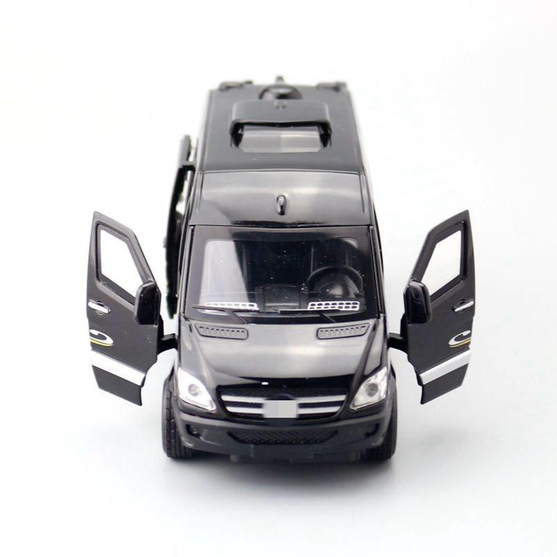 1:32 Mercedes-Benz Sprinter MPV Van Toy Car Diecast Vehicle Model Pull Back Sound Light Doors Openable Collection Gift For Kid F4