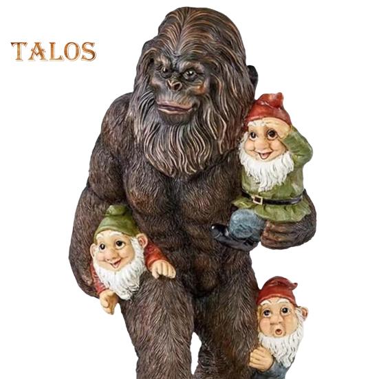 Садовая статуэтка снежного человека из смолы с орнаментом в виде гномов, наружная статуэтка снежного человека для украшения террасы и двора