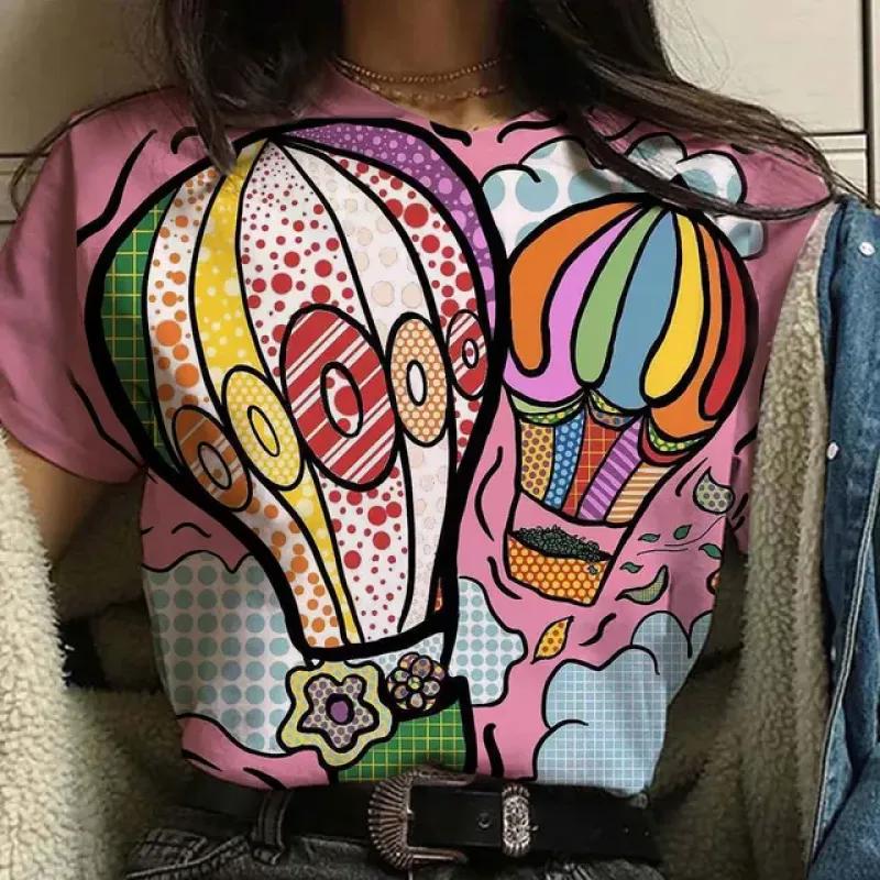 Футболка с коротким рукавом и принтом из мультфильмов, летняя, дышащая, женская, новая, повседневная, с круглым вырезом