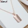 Kinel Glossy Simple Rose Gold Color Square Pendant Necklace