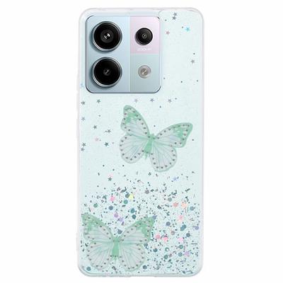 Чехол для Xiaomi Poco X6 5G/Redmi Note 13 Pro 5G с защитной пленкой на экран, ТПУ чехол для телефона, ПВХ, Бабочка, Эпоксидная смола