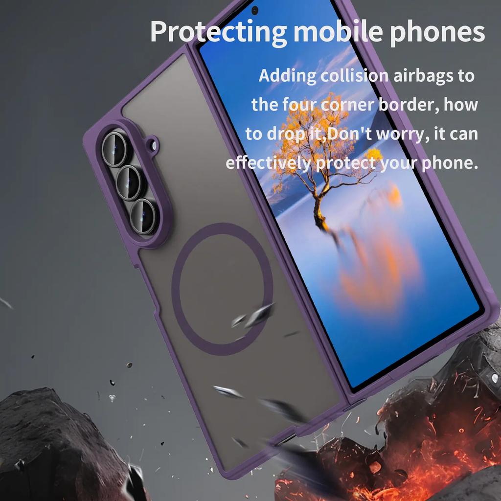 Phone Case For Samsung Galaxy Z Fold 7,Matte Magnetic Shockproof Hybrid Phone Cover For Samsung Galaxy Z Fold 7