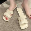 Women's Summer New Simple Solid Color Open Toe Slippers Casual Comfortable Flat Non-slip Wear-resistant Flip Flops 36--43 Size