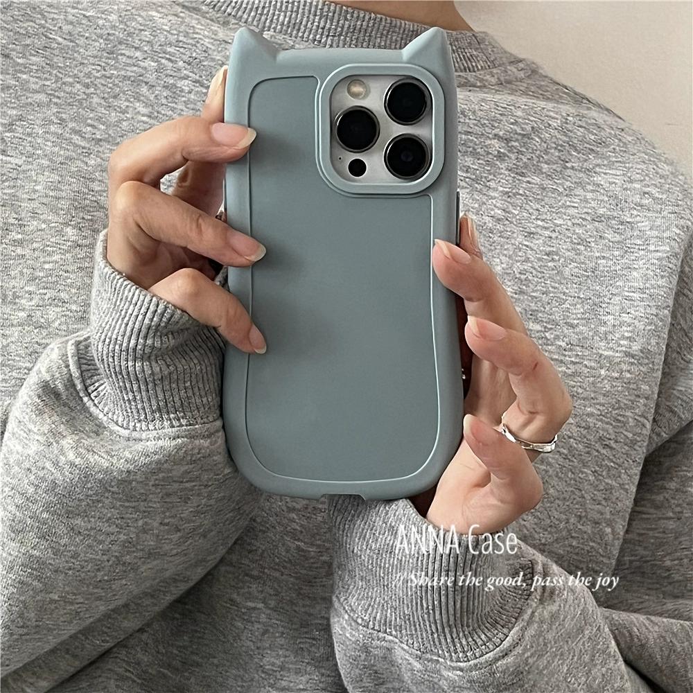 Милый чехол для телефона CartoonGirly с кошачьими ушками для iPhone 16 15 14 13 12 Pro Max XS 7 8 XR X Plus