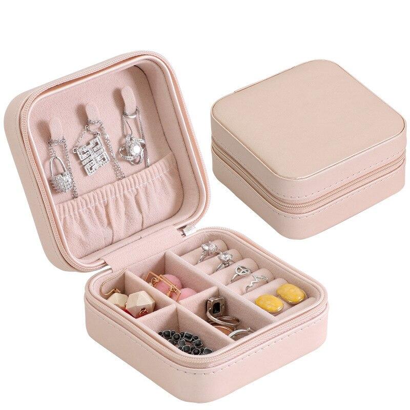 Portable Jewelry Box Jewelry Organizer Display Travel Jewelry Case Boxes Leather Storage