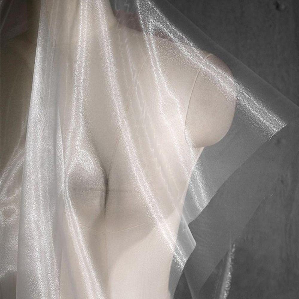 Glossy Crystal Organza Fabric Translucent Liquid Shine Sheer Gauze Cloth Soft Draping DIY Wedding Backdrop Fabric