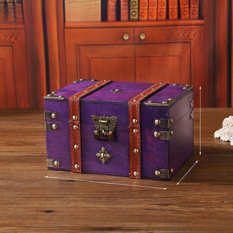 Storage Wooden Vintage Box With Lid For Desk And Shelf Organization Decoration