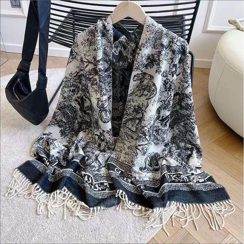 Scarf Ink Painting Style Air Conditioning Shawl Office Versatile Warm Women Autumn and Winter