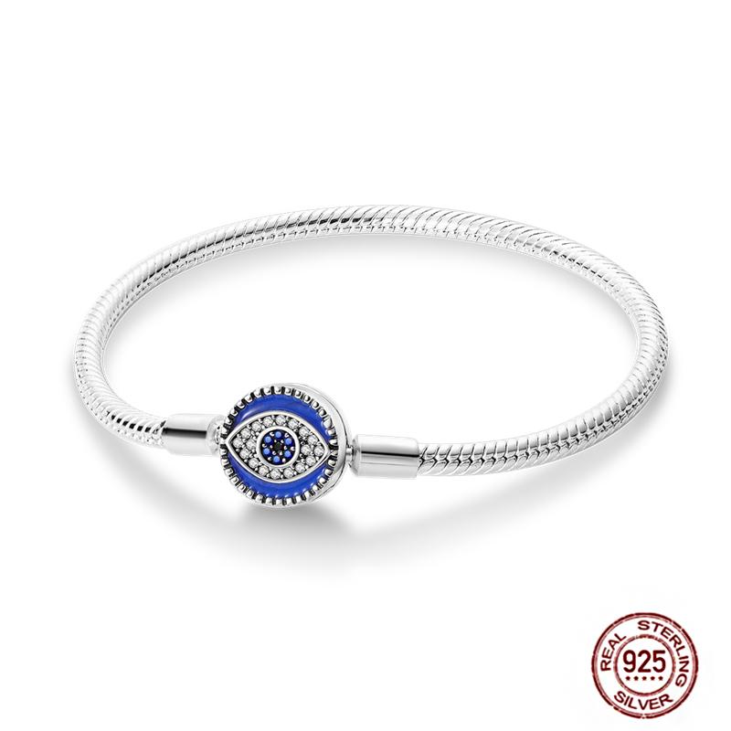 17-20CM Star Moon Bracelet 925 Copper Pink Heart Clover Charms Snake Chain Luminous Bracelet For Women DIY Birthday Zircon Gift