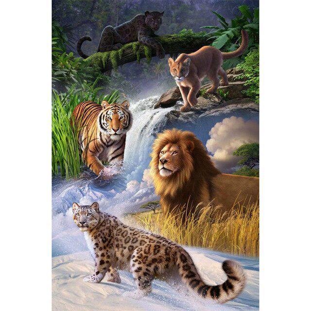 5D Алмазная картина Лев Мать и сын Набор для вышивки крестом Ручная алмазная вышивка Горный хрусталь