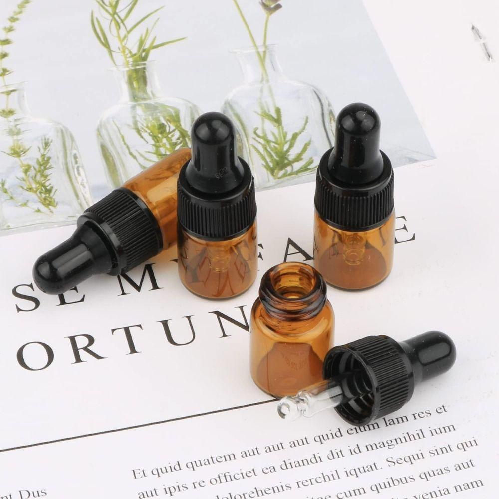 1/15 шт. коричневые бутылки-капельницы круглые 1 мл пустой образец янтарного стекла бутылки-капельницы эфирные масла