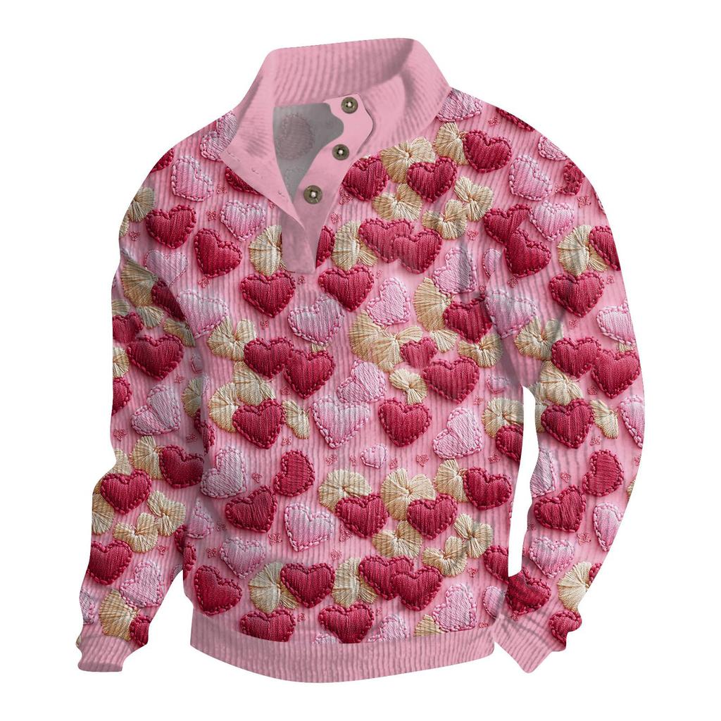 Мужская хлопковая рубашка-пуловер с длинным рукавом для активного отдыха, винтажная вельветовая рубашка с воротником-стойкой и пуговицами, повседневная толстовка с принтом