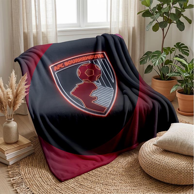 Bournemouth Football Print Flannel Blanket, Soft Warm Lightweight Throw Blanket for Sofa Bed Camping