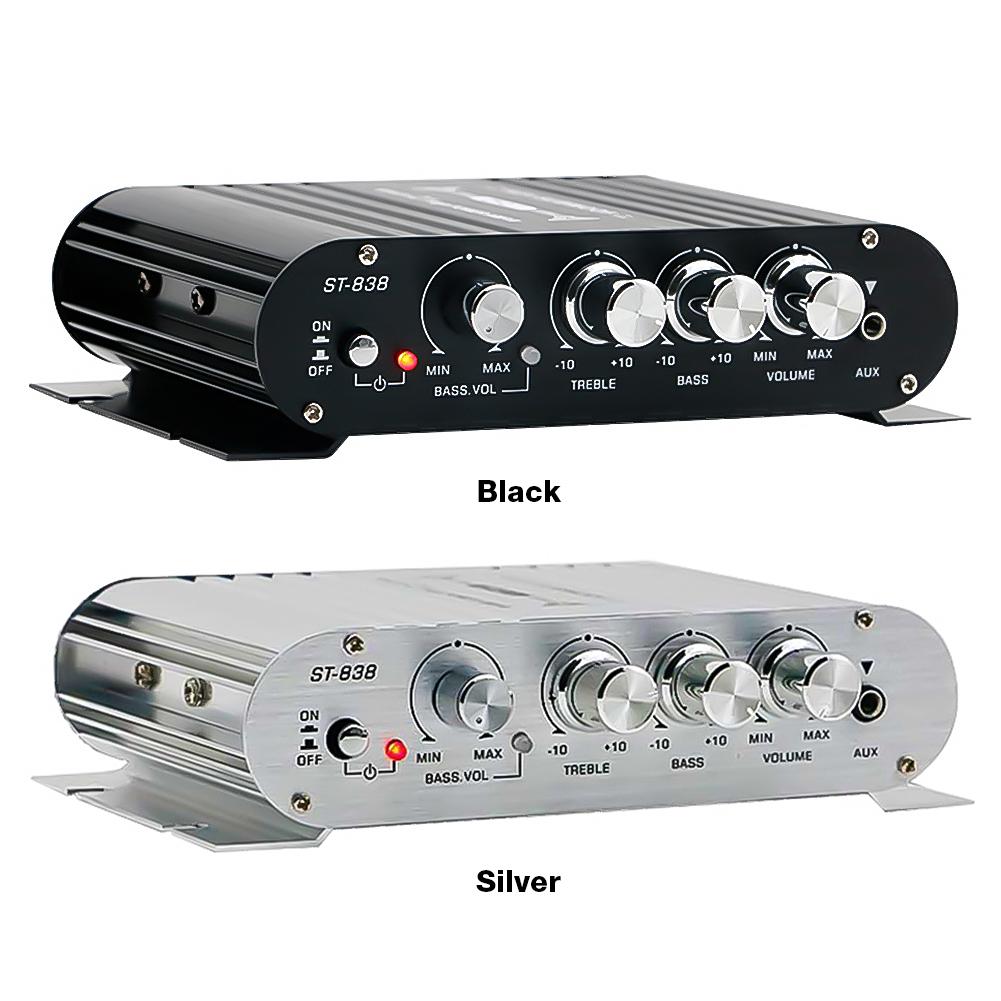 ST-838 HiFi 2.1 Channel Power Amplifier Bass and Treble Adjustment 80W*2 Stereo Bass Sound Amp Audio Amplifier Mini Media Player