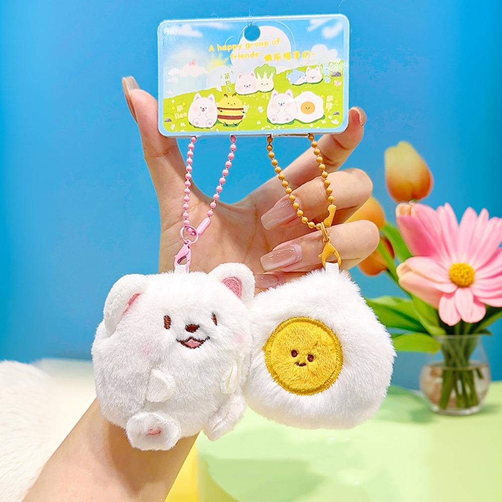 Plushies Stuffed Animal Doll Keychain Fluffy Doll Squeaky White Dog Pendant Bag Pendant